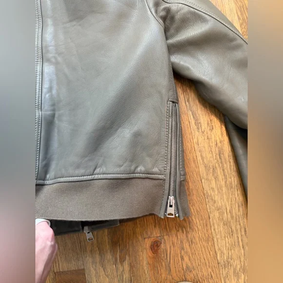 All Saints Olive Leather Jacket - Picture 9 of 11